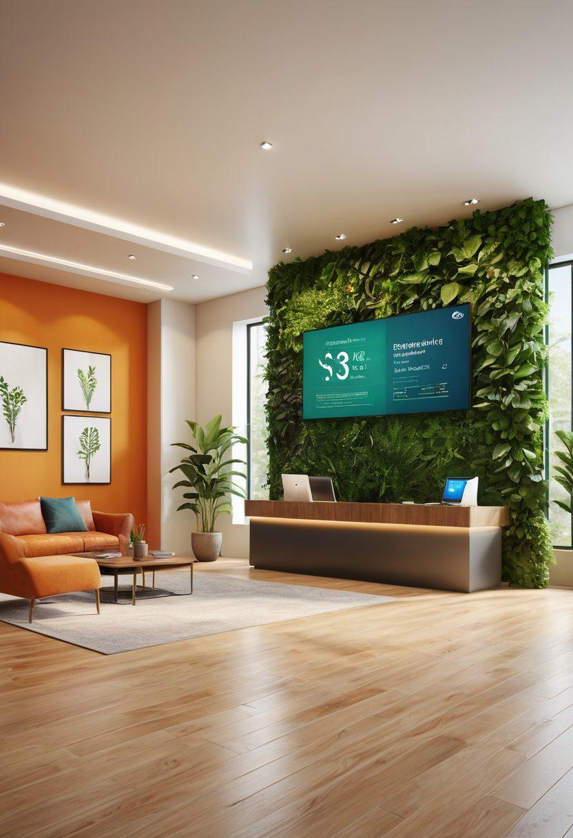 A vibrant, welcoming bank interior filled with happy clients engaging with friendly bankers, showcasing a large digital screen displaying financial growth statistics. Bright colors radiate positivity, emphasizing well-being and empowerment, with plants and natural light enriching the atmosphere. In the background, families of diverse backgrounds are celebrating financial milestones. super-realistic. warm tones. bright colors.